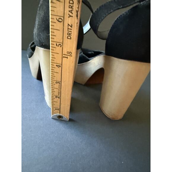 Steve Madden Lulla Platform Sandal Suede Black Leather Size Casual Boho Chunky - Picture 5 of 8